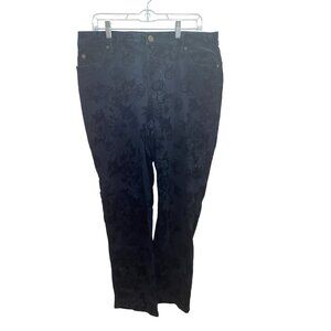 Bandolino Missy Size 16 Mandie Black Velvet Floral Black 5 Pocket Pants